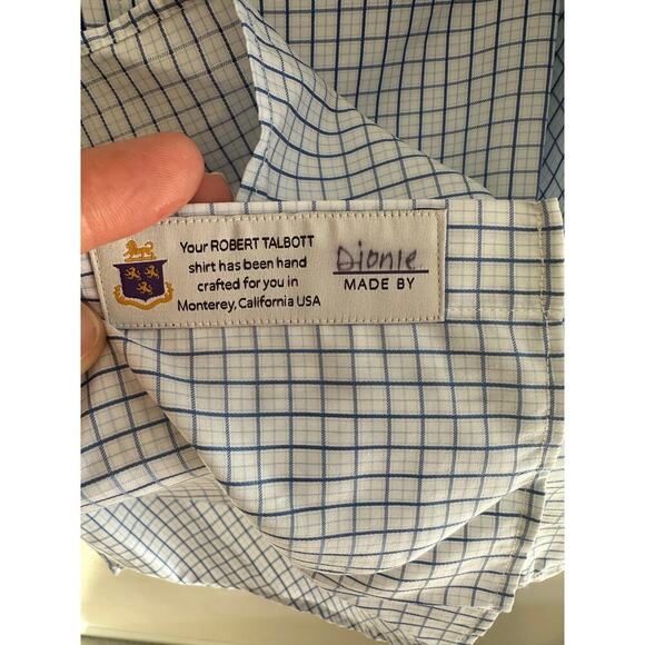 NWT Robert Talbott/Maus Hoffman Light Blue Grid Check Button-down 100% Cotton 17 - Picture 7 of 8